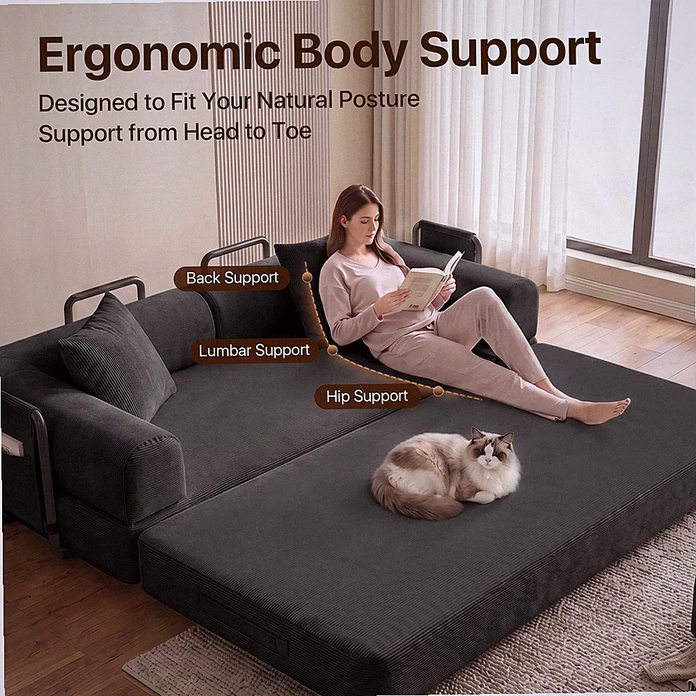 5-in-1 Folding Convertible Sofa Bed,Pull Out Bed Futon Sleeper Sofa No Assembly