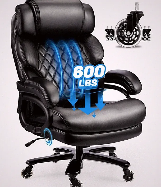 600lbs Heavy Duty Office Chair for Low Back Pain Relief, Big and Tall Desk Chair