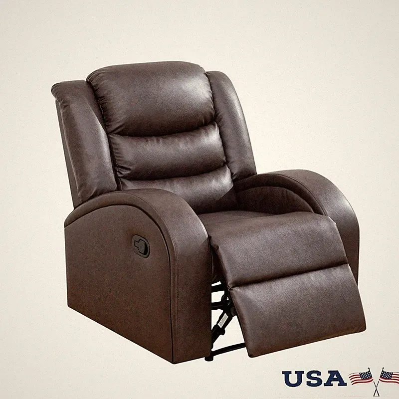 Manual Recliner Chair Leather Reclining Sofa Couch Home Theater Seating Chair US