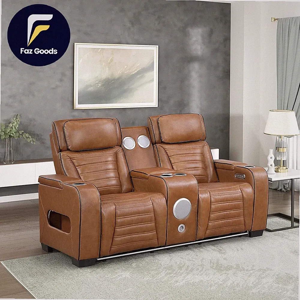 Power Double Reclining Loveseat, Center Console/Heat/Massage/Headrest/Storage